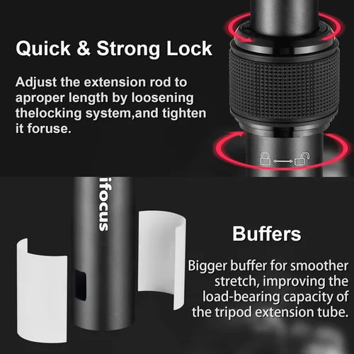 Miniatura 8 de MINIFOCUS Extensión de trípode de 2 secciones y trípode de cámara compacta