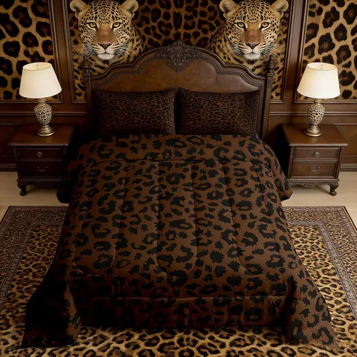 Miniatura 9 de Juego de edredón Manfei Leopardo Rosa Tamaño Individual, Juego de ropa de cama con estampado de cebra negro y blanco 2 piezas para decoración