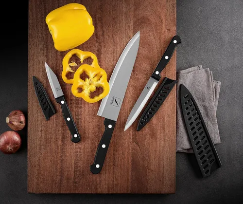 Miniatura 5 de COKUMA Cuchillo de cocina, juego de 3 cuchillos con funda, cuchillo de chef de 8 pulgadas, cuchillo utilitario de 4.5 pulgadas, cuchillo de chef