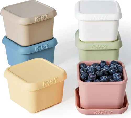 Miniatura 11 de ISSEVE Contenedores de aperitivos de silicona de 8oz para niños, 1 taza de contenedores pequeños reutilizables con tapas, contenedores