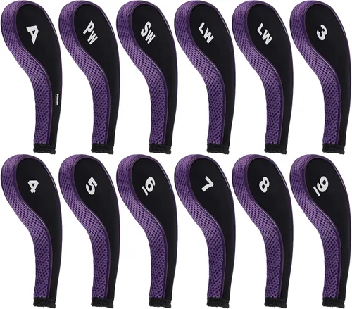 Miniatura 8 de Andux 12 unids/set Golf Iron Club Head Covers Número impresión cuello largo con cremallera with Zipper Closure Number Print Coloured Piping