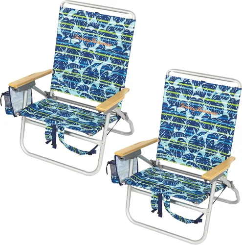 Miniatura 9 de Tommy Bahama 4-Position Extended seat Height Easy in-Easy Out Folding Backpack Beach Chair
