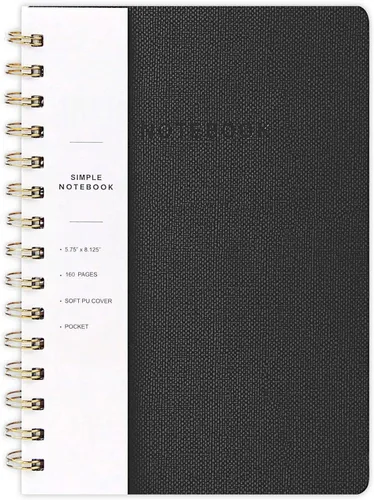 Miniatura 50 de Cuaderno de espiral – Cuaderno grande de tapa dura de 8.5 x 10.98 pulgadas con banda elástica y bolsillo, 180 páginas, diario plano de alambre