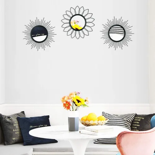 Miniatura 2 de Paquete de 3 espejos metálicos para pared, con diseño de rayos de sol, para decoración del hogar, arte decorativo para colgar en la pared para sala