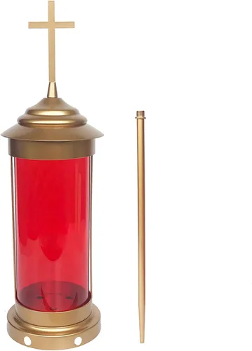 Decoraciones de cementerio – Lámpara de vela con luces de tumba para regalos conmemorativos amorosos, cruces de metal con estacas de jardín de 11.8