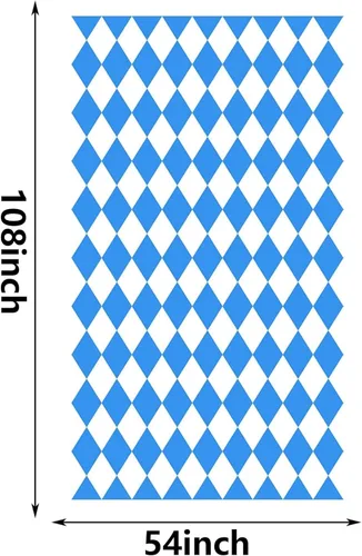 Miniatura 2 de Iceyyyy Manteles rectangulares de Oktoberfest de 3 piezas, color azul y blanco, con bandera bávara para decoración de fiestas temáticas