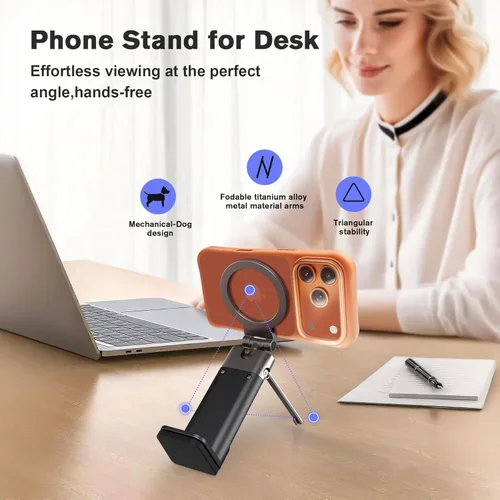 Miniatura 4 de Soporte de teléfono para hombre de viaje en avión, soporte de teléfono para MagSafe, soporte magnético plegable para teléfono para escritorio