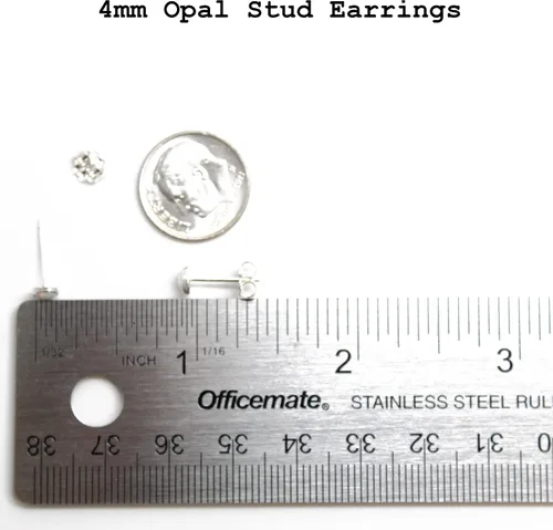 Miniatura 24 de Aretes de tuerca con piedras preciosas para mujeres y niñas, bisel redondo de 0.157 in de plata esterlina 925