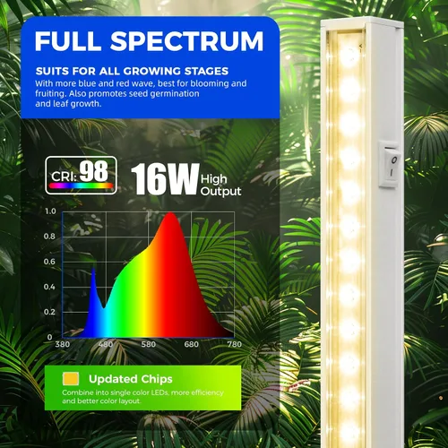 Miniatura 4 de Barrina Luces de cultivo T5, luz de crecimiento de espectro completo, 3 pies 128 W (8 x 16 W, equivalente a 800 W), luces LED de cultivo