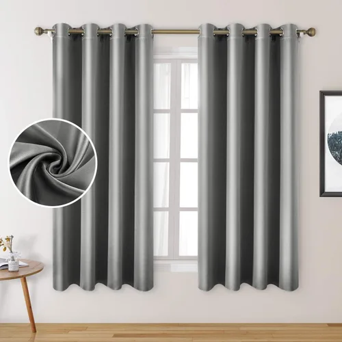 Miniatura 26 de HOMEIDEAS 2 paneles de cortina de seda sintética, cortinas opacas para dormitorio