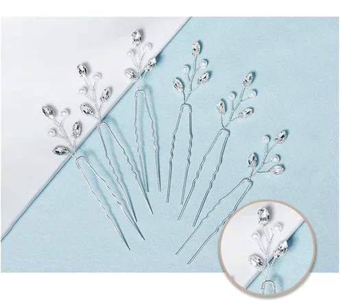 Miniatura 3 de Accesorios para el cabello para mujer, juego de horquillas de boda, joyería para mujer, flor plateada, pinzas de perlas, novias, tocados, damas