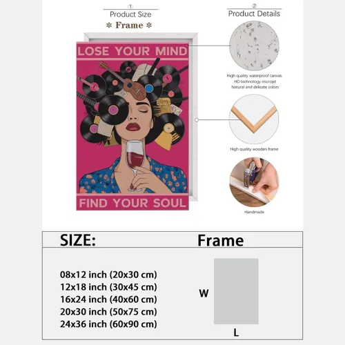 Miniatura 2 de Lienzo decorativo para pared con texto en inglés "Lose Your Mind Find Your Soul", arte de pared con citas inspiradoras para la salud mental, pintura
