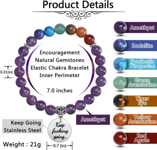 Miniatura 27 de Top Plaza Pulsera de cuentas de 7 chakras para yoga, reiki, cristales curativos, pulsera de cuentas de piedras preciosas de amistad, pulsera