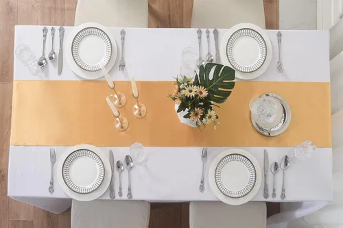 Miniatura 4 de Paquete de 6 caminos de mesa de satén, 12 x 108 pulgadas para fiestas, bodas, cumpleaños, banquetes, compromisos de graduación, Navidad, decoración