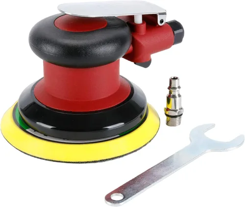 Miniatura 3 de Lijadora de palma orbital aleatoria de aire profesional, lijadora neumática de doble acción resistente con 1 placa de respaldo (5 pulgadas)