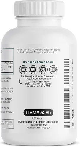 Miniatura 7 de Bronson Selenio 200 mcg – Complejo de aminoácidos quelado libre de levadura - Mineral traza esencial con absorción superior, 250 cápsulas