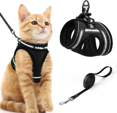 Miniatura 27 de rabbitgoo Juego de arnés y correa para gatos para caminar a prueba de escape, chaleco suave ajustable para gatitos con tira reflectante para gatos