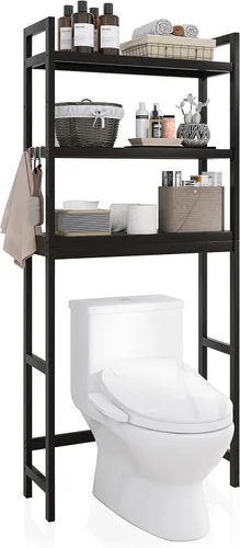 SMIBUY Estante de almacenamiento de baño, estante organizador de bambú sobre el inodoro, ahorro de espacio de inodoro independiente con estantes