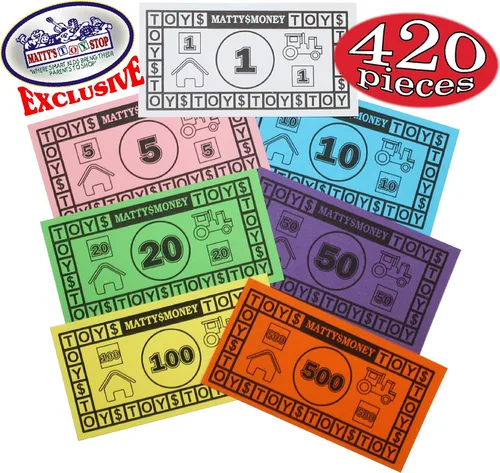 Miniatura 5 de Matty's Money Juego de dinero de repuesto de 420 piezas (60 piezas cada una de $1's, $5's, $10's, $20's, $50's, $100's y $500) $41,160 en dinero