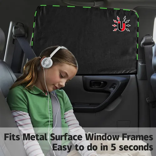 Miniatura 7 de ZATOOTO Cortinas para ventana de automóvil, 2 fundas de protección lateral de seda negra para la parte trasera, parasol magnético de privacidad que