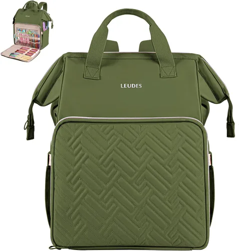 Leudes Mochila Bolsa para Tejer, Organizador de Almacenamiento de Hilo, Bolsa de Ganchillo Grande Tote, Regalo de Navidad, Estuche Portador de Hilo