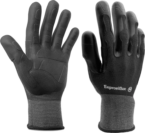 Guantes de jardinería a prueba de espinas para mujeres y hombres (paquete de 2), agarre antideslizante 3X, palma TPE reforzada y nailon Negro-2 pares