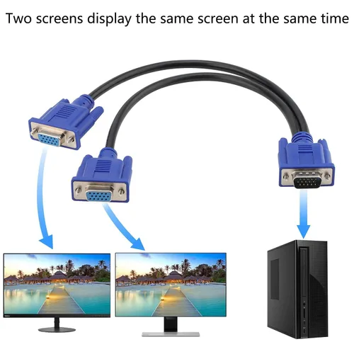 Miniatura 3 de Cable divisor VGA 1080P Dual VGA Monitor Y Cable 1 macho a 2 hembra Cable adaptador solo para duplicación de pantalla – 1.5 pies