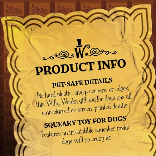 Miniatura 4 de WILLY WONKA Pets Wonka Bar - Juguete de cuerda dorada de peluche para boletos – Juguete multisensorial de lujo para mascotas, regalos de moda