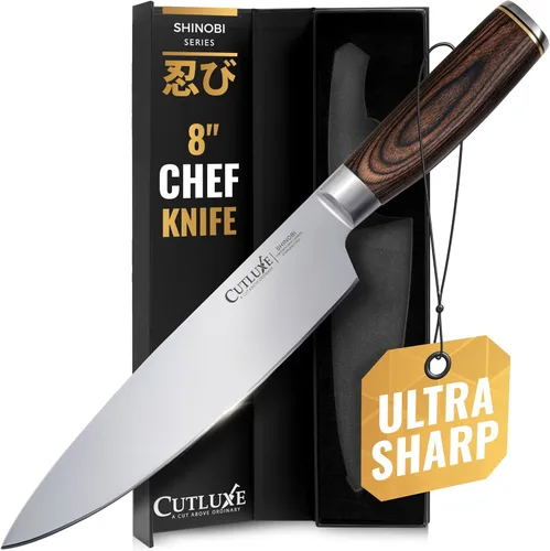 Miniatura 11 de Cuchillo Santoku – Cuchillo japonés ultra afilado de 5 pulgadas para carne y verduras para picar, hoja de acero inoxidable de alto carbono, mango