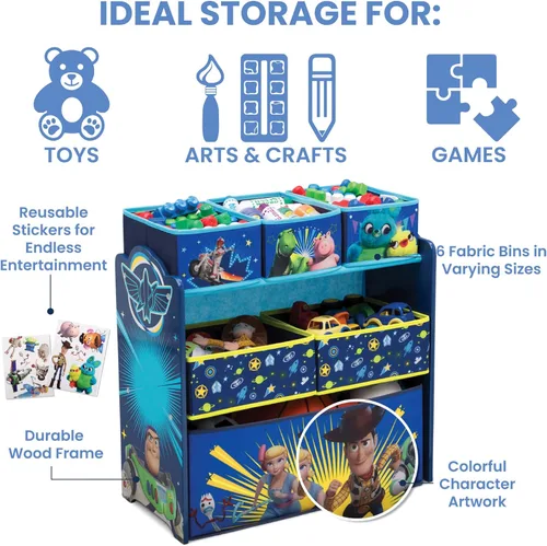 Miniatura 4 de Delta Children - Silla de escritorio con cubo de almacenamiento + Organizador de almacenamiento de juguetes con diseño de 6 contenedores