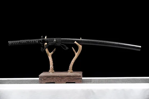 Miniatura 2 de Espada Katana samurái japonesa negra de 41 pulgadas, acero plegado de Damasco funcional