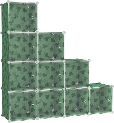 Miniatura 16 de C&AHOME Organizador de almacenamiento en cubos con puertas, estantes de 6 cubos, estantería modular de plástico DIY, estantería de almacenamiento