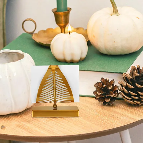 Miniatura 5 de GLEAVI Metal Napkin Holder Upright Tabletop Napkin Dispenser with Leaf Design, Large Gold Rustic Paper Towel Storage Rack for Kitchen, Dining Table