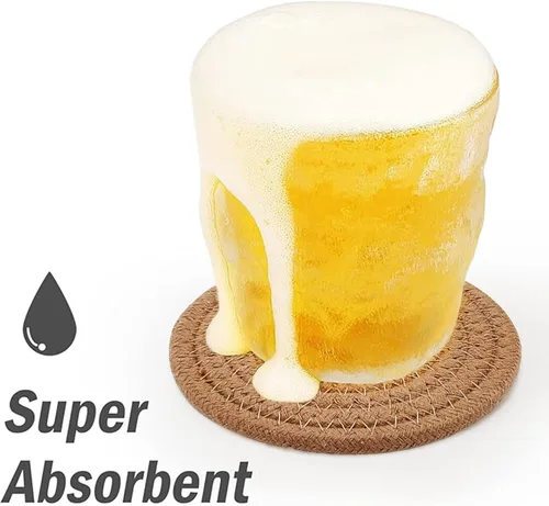 Miniatura 9 de ABenkle Juego de 6 posavasos tejidos para bebidas, posavasos absorbentes bohemios, 4.3 pulgadas, regalo perfecto para inauguración de la casa, Marrón
