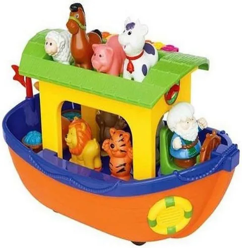 Kiddieland Toys Limited - Juguete clasificador de forma de arca de Noé, sonidos musicales de piano, 9 figuras de animales, barco de empuje libre