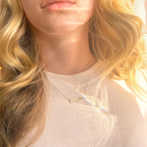 Miniatura 5 de Danique - Collar de barra de perfil personalizado con diseño de ciudad natal, plata de ley u oro de 14 quilates, NYC, Boston, Chicago, San