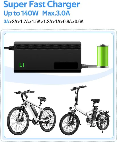 Miniatura 5 de Cargador de batería rápido de 42 V 3 A para batería de litio de 36 V, 7 tipos de enchufes para elegir, sin necesidad de adaptador, más seguro.
