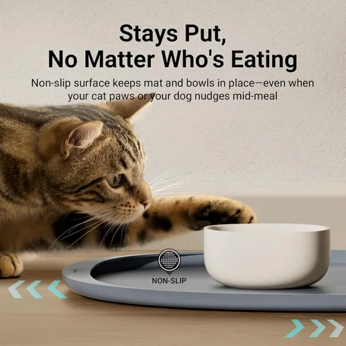 Miniatura 7 de DownyPaws Tapetes de Comida para Gatos para Pisos Impermeables, Tapete de Alimentación para Mascotas de Silicona Libre de BPA, Tapete Antideslizante