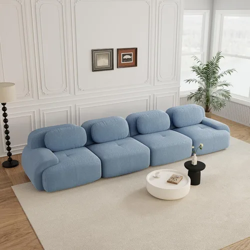 Miniatura 101 de Sofás modulares sin hueso de 152.8 pulgadas para sala de estar, sofá modular con diván en forma de L, cómodo asiento profundo tapizado de tela