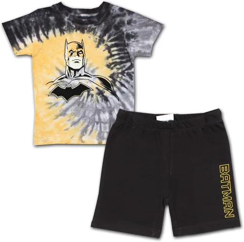 BATMAN Warner Bros - Conjunto de camisa de manga corta y pantalones cortos para niños pequeños y pequeños, color amarillonegro