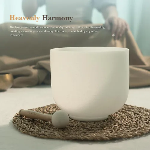 Miniatura 5 de TOPFUND 528 Hz Solfeggio Crystal Singing Bowl 8 inch with Heavy Duty Carrying Case and Suede Mallet