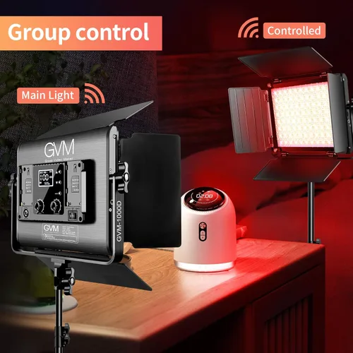 Miniatura 11 de GVM - Luz de video LED RGB con control Bluetooth, kit de iluminación de video 1000D PRO de 360° a todo color con 736 cuentas LED, 2 paquetes de luz