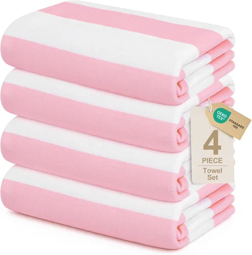 Miniatura 9 de Touchat Paquete de 4 toallas de playa de microfibra a rayas, toallas de playa de secado rápido para adultos, toallas de baño ligeras de viaje de 30