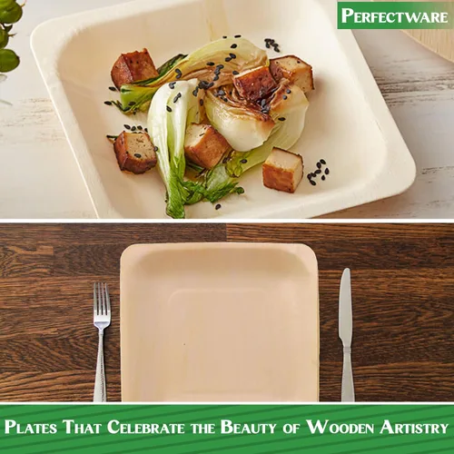Miniatura 6 de Perfectware Earth Friendly - Platos desechables de madera de abedul de 5 pulgadas, totalmente naturales, de alta calidad, 100% compostables