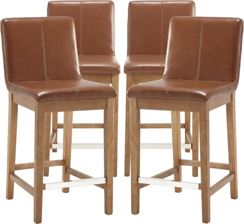 Miniatura 28 de Kmax Juego de 2 taburetes de bar de 26 pulgadas de altura de mostrador, taburetes tapizados para encimera de cocina con soporte trasero, taburetes