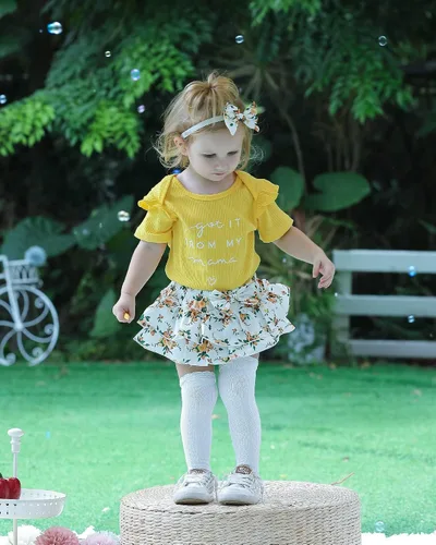 Miniatura 90 de Mioglrie Conjunto de ropa para bebé recién nacida, conjunto de pantalones cortos, conjunto floral de verano, ropa de bebé linda para niña