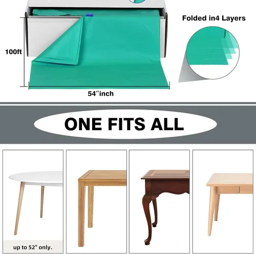 Miniatura 96 de Rollo de plástico para cubierta de mesa color verde manzana, 40 pulgadas x 100 pies, rollo de plástico resistente para cubierta de mesa de banquetes