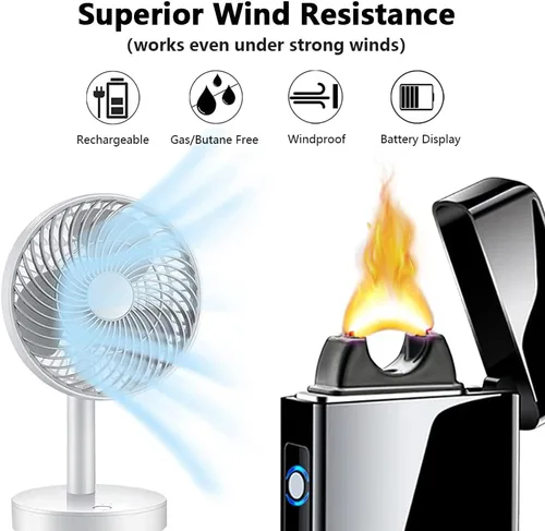 Miniatura 2 de Encendedores de plasma Encendedores de arco Encendedores eléctricos, encendedor recargable USB (negro)