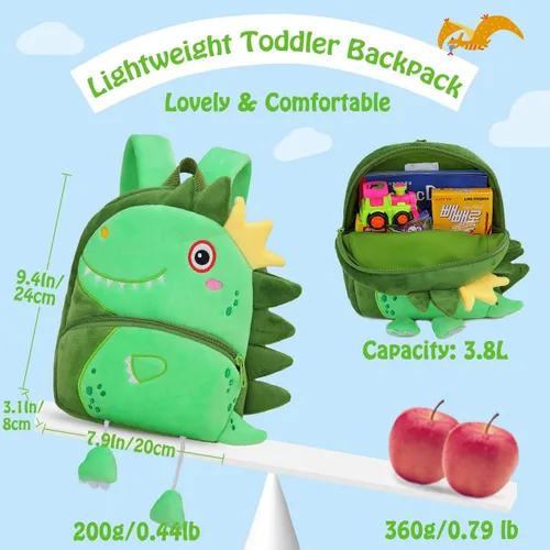 Miniatura 3 de VX VONXURY Mochila para niños pequeños, bonita mochila preescolar de felpa con correa de regalo para niños pequeños y niñas con correa para el pecho