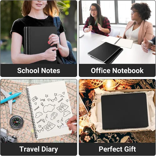 Miniatura 7 de EUSOAR Cuaderno de espiral en blanco, tamaño A4, 3 paquetes de 8.5 x 11 pulgadas, tapa dura, cuaderno de papel kraft en blanco a granel, bloc